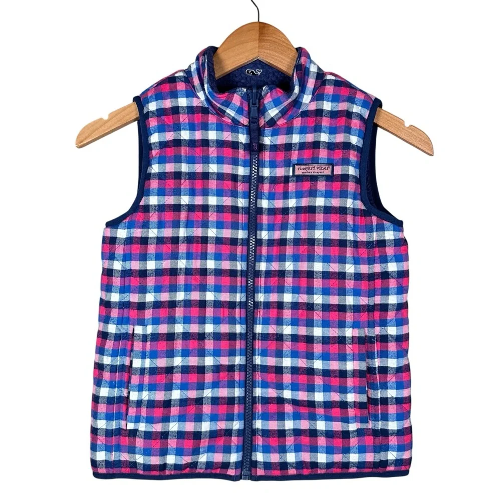 VINEYARD VINES Reversible Cotton Plaid Fleece Vest